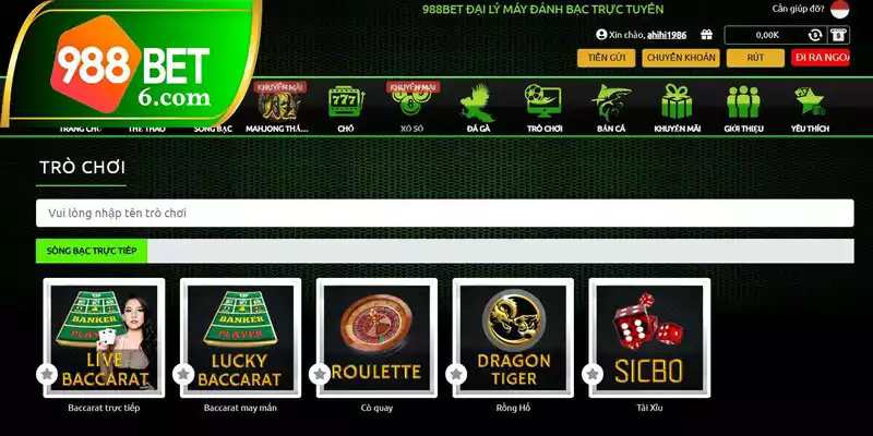 Mô tả sảnh Live Casino 988BET